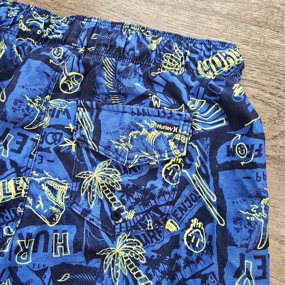 Hurley Swim Shorts Trunks Boys Size 7/8 Lined Surfer Swim Casual Beach Shark